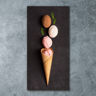 Quadro vetro acrilico verticale Gelato in un cono di cialda