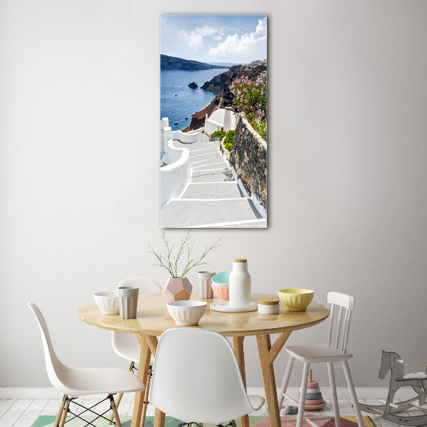Quadro in vetro acrilico verticale Santorini, Grecia