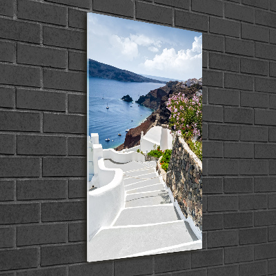Quadro in vetro acrilico verticale Santorini, Grecia
