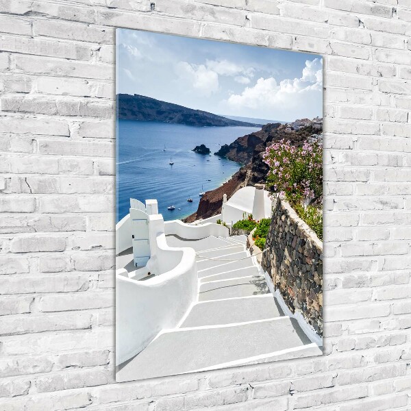Quadro in vetro acrilico verticale Santorini, Grecia