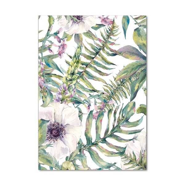 Quadro vetro acrilico verticale Foglie tropicali