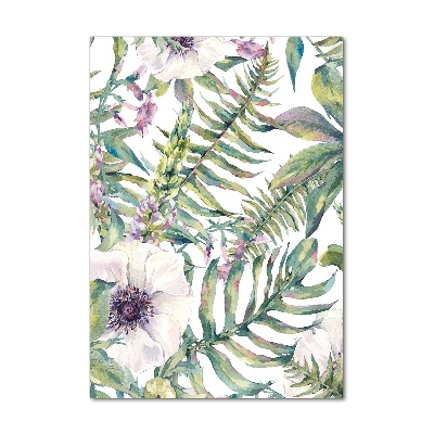 Quadro vetro acrilico verticale Foglie tropicali