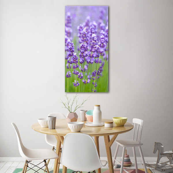 Quadro acrilico verticale Campo di lavanda