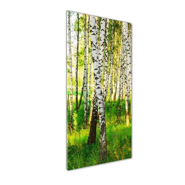 Quadro acrilico verticale Foresta di betulle
