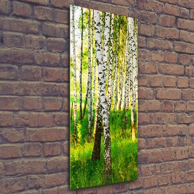 Quadro acrilico verticale Foresta di betulle
