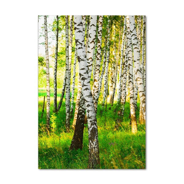 Quadro acrilico verticale Foresta di betulle