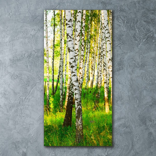 Quadro acrilico verticale Foresta di betulle