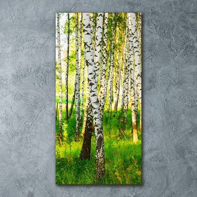 Quadro acrilico verticale Foresta di betulle