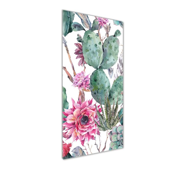 Quadro stampa su vetro acrilico verticale Cactus