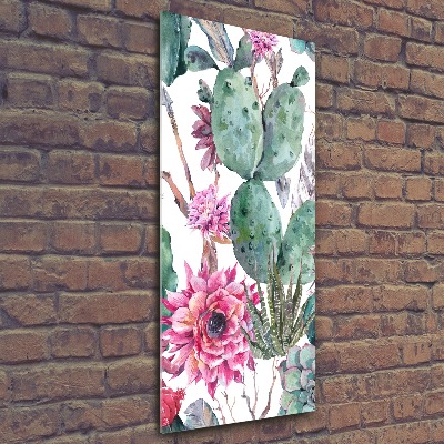 Quadro stampa su vetro acrilico verticale Cactus
