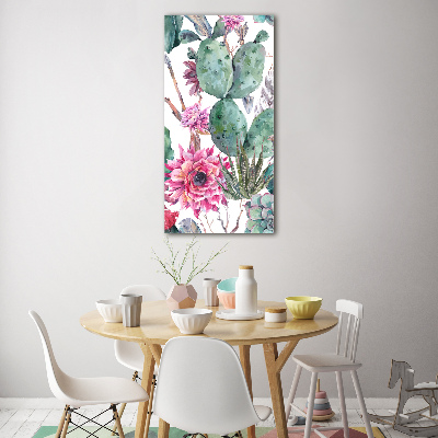 Quadro stampa su vetro acrilico verticale Cactus