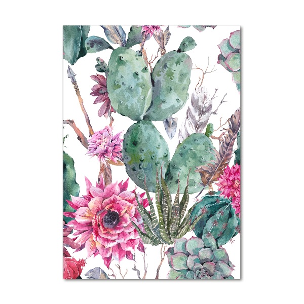Quadro stampa su vetro acrilico verticale Cactus
