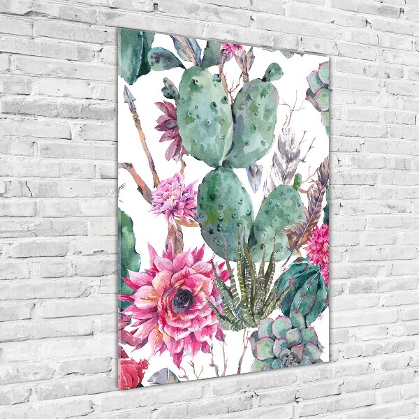 Quadro stampa su vetro acrilico verticale Cactus