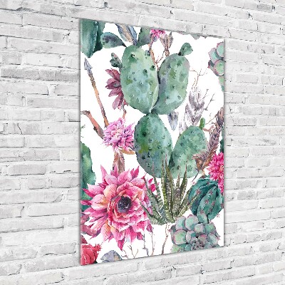 Quadro stampa su vetro acrilico verticale Cactus