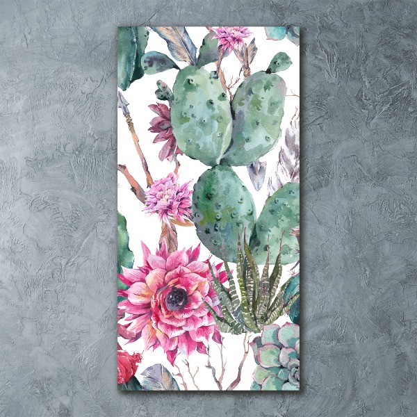 Quadro stampa su vetro acrilico verticale Cactus