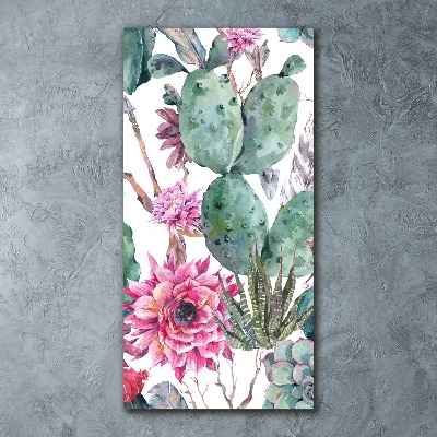 Quadro stampa su vetro acrilico verticale Cactus