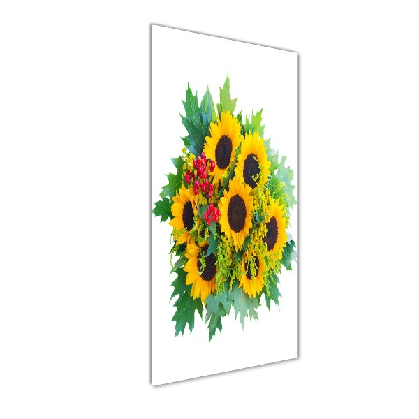 Quadro vetro acrilico verticale Un mazzo di girasoli