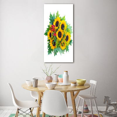 Quadro vetro acrilico verticale Un mazzo di girasoli