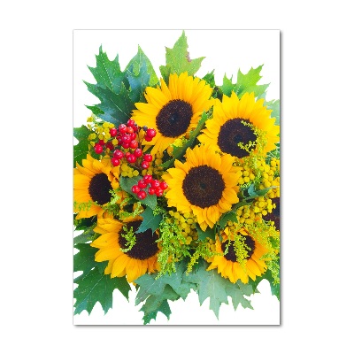 Quadro vetro acrilico verticale Un mazzo di girasoli