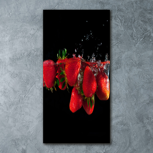 Quadro vetro acrilico verticale Fragole in acqua