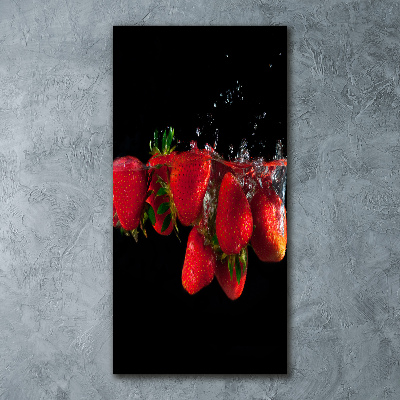 Quadro vetro acrilico verticale Fragole in acqua