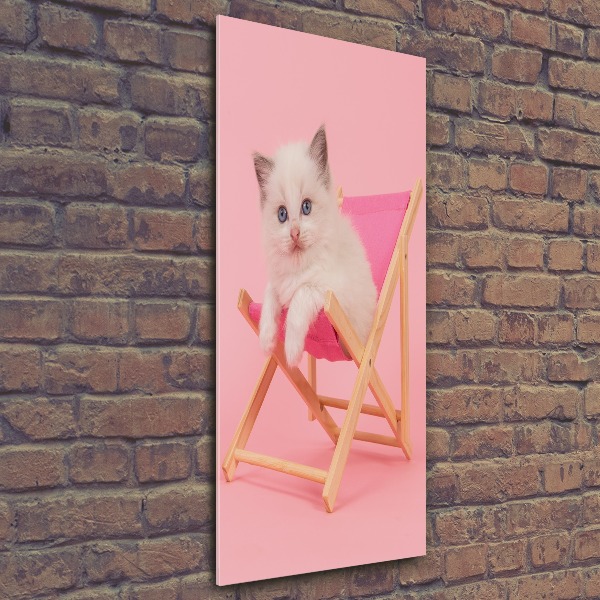 Quadro vetro acrilico verticale Gatto su una sdraio