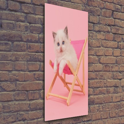 Quadro vetro acrilico verticale Gatto su una sdraio