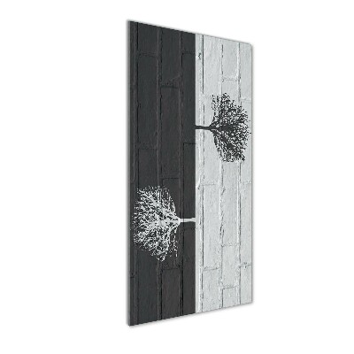 Quadro in vetro acrilico verticale Alberi sul muro