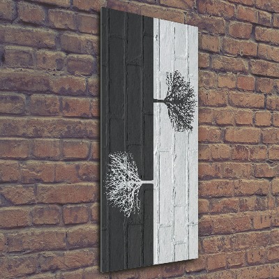 Quadro in vetro acrilico verticale Alberi sul muro