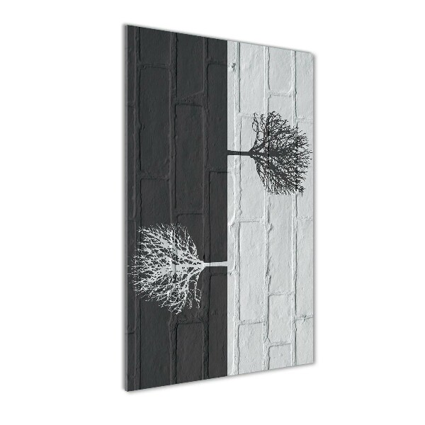Quadro in vetro acrilico verticale Alberi sul muro