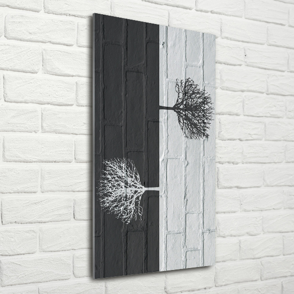 Quadro in vetro acrilico verticale Alberi sul muro