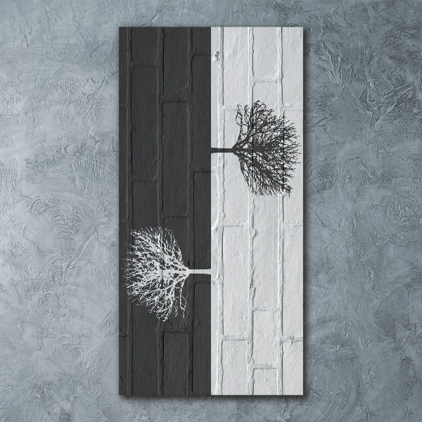 Quadro in vetro acrilico verticale Alberi sul muro