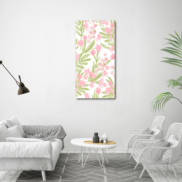 Quadro stampa su vetro acrilico verticale Fiori rosa