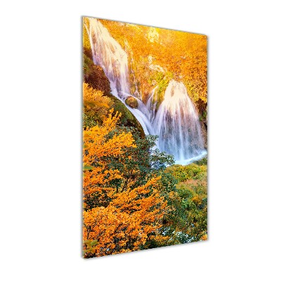 Quadro in vetro acrilico verticale Cascata in autunno