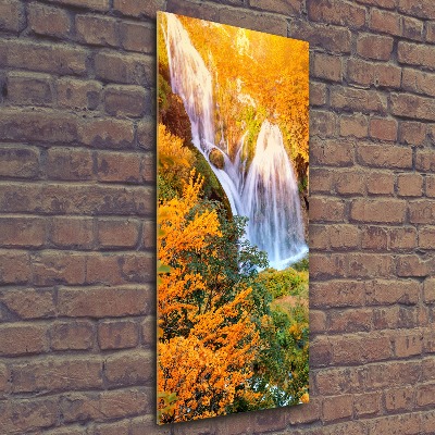 Quadro in vetro acrilico verticale Cascata in autunno