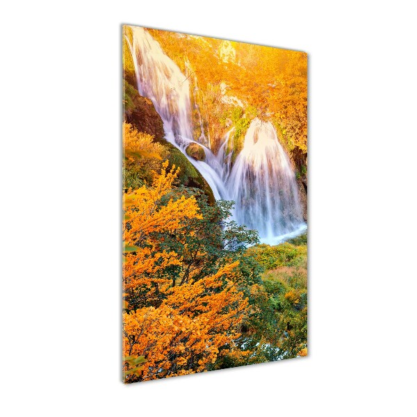 Quadro in vetro acrilico verticale Cascata in autunno