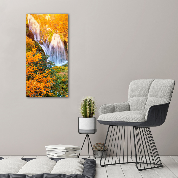Quadro in vetro acrilico verticale Cascata in autunno