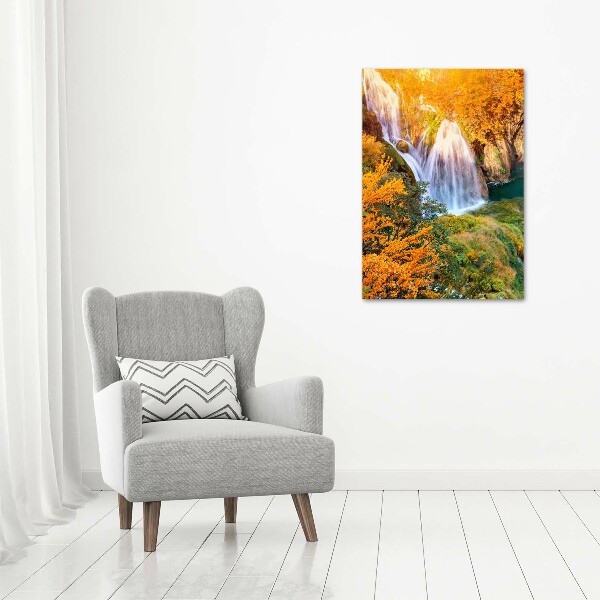 Quadro in vetro acrilico verticale Cascata in autunno