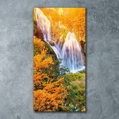 Quadro in vetro acrilico verticale Cascata in autunno