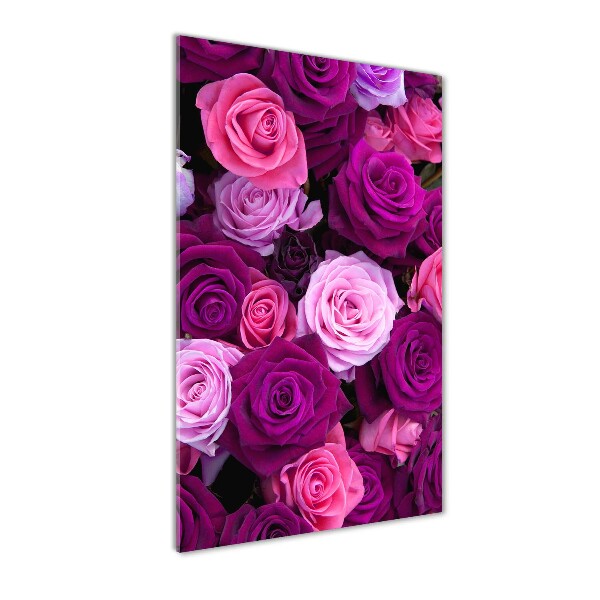 Quadro stampa su vetro acrilico verticale Rose rosa