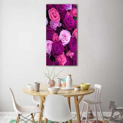 Quadro stampa su vetro acrilico verticale Rose rosa
