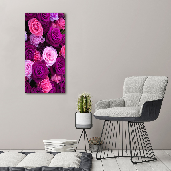 Quadro stampa su vetro acrilico verticale Rose rosa