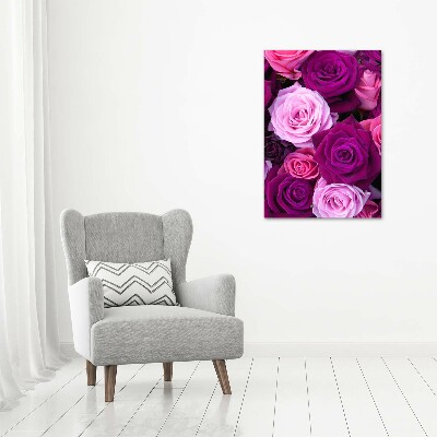 Quadro stampa su vetro acrilico verticale Rose rosa