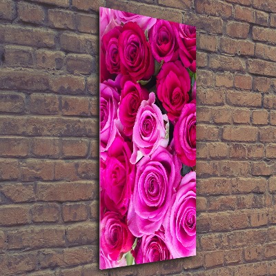 Quadro in vetro acrilico verticale Rose rosa