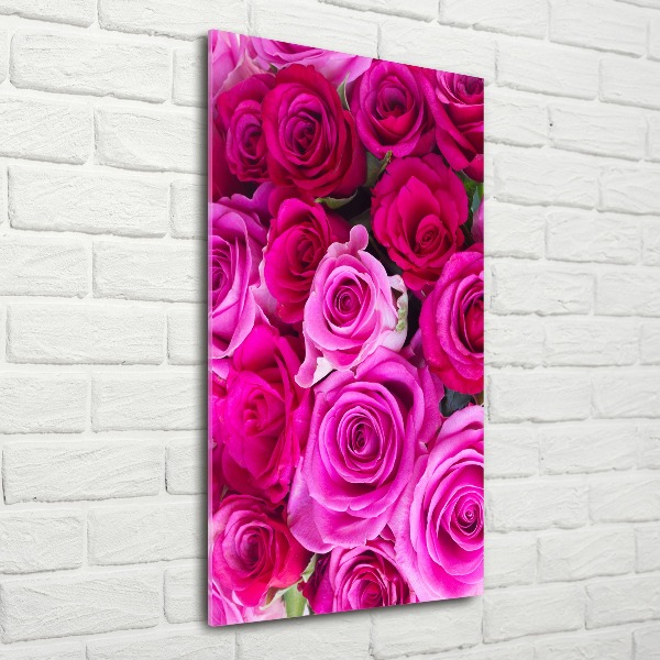 Quadro in vetro acrilico verticale Rose rosa