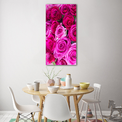 Quadro in vetro acrilico verticale Rose rosa