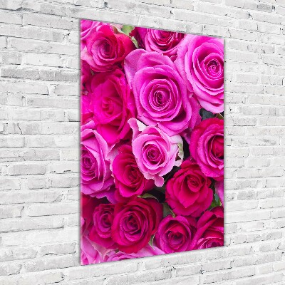 Quadro in vetro acrilico verticale Rose rosa
