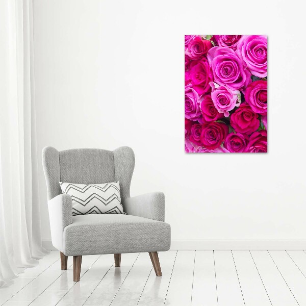 Quadro in vetro acrilico verticale Rose rosa