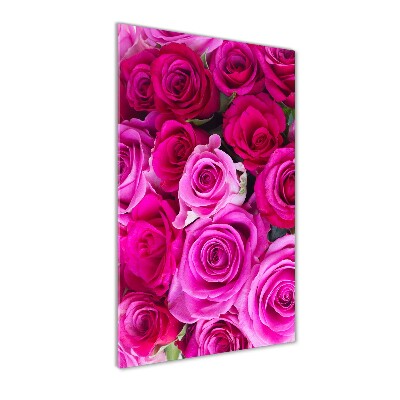 Quadro in vetro acrilico verticale Rose rosa
