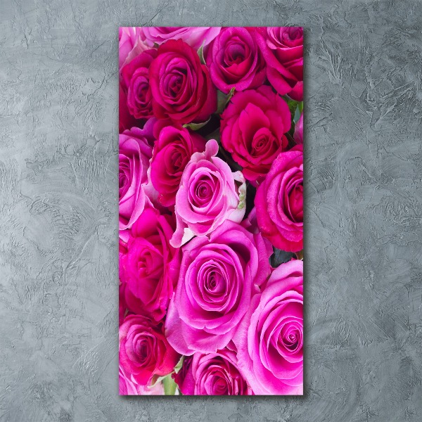 Quadro in vetro acrilico verticale Rose rosa